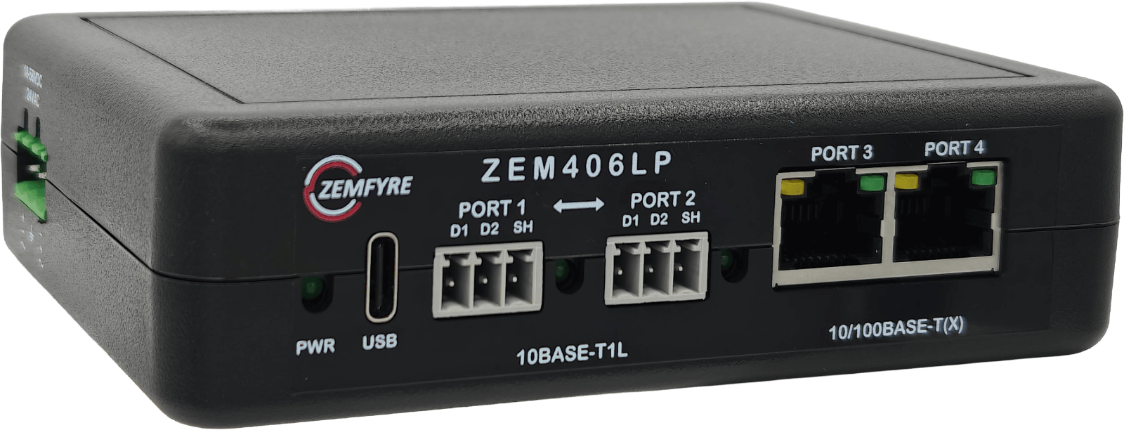 ZEM406LP Daisy Chain SPE Switch — front view